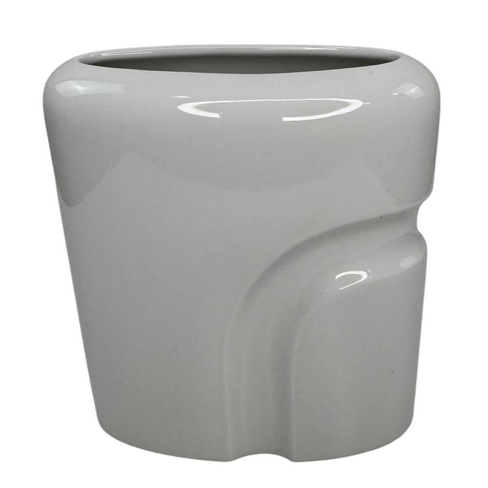 Hakusan Japan Pottery Vase White Ceramic MCM Modern Minimalist RARE